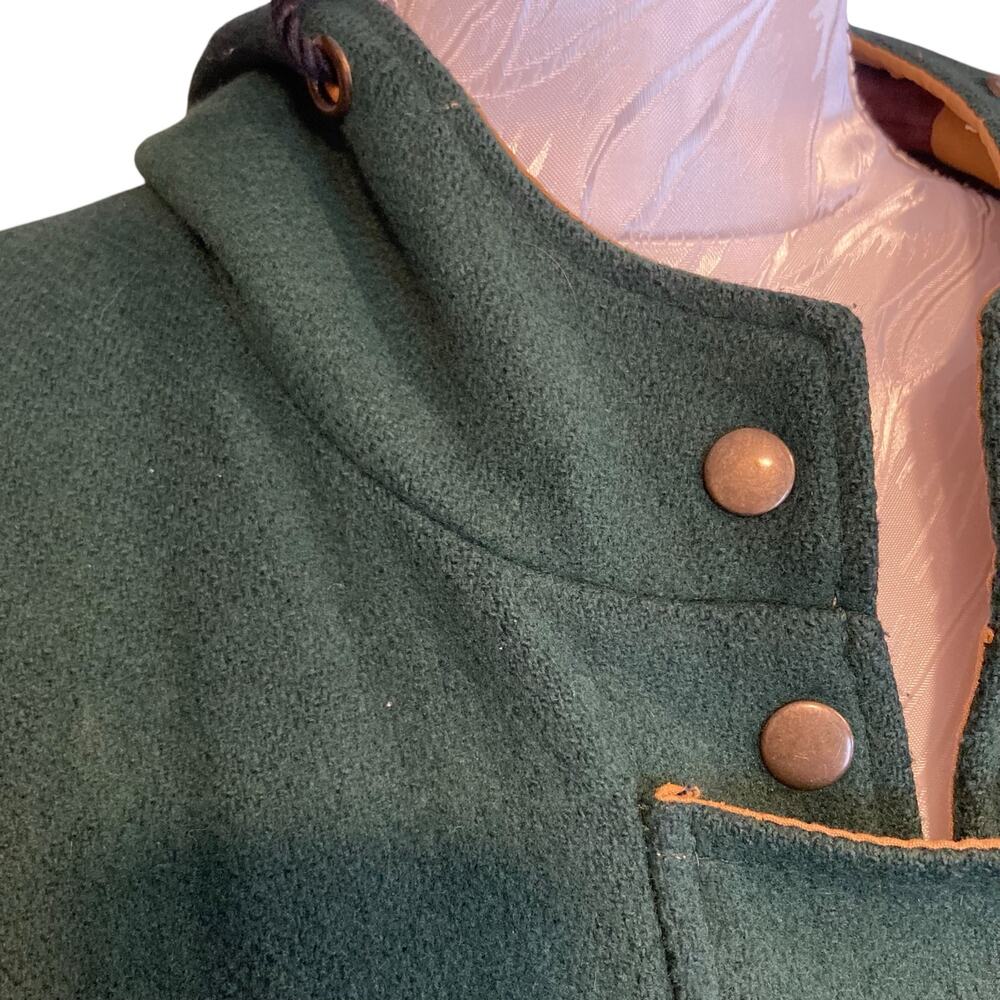 Vintage Forest Green Wool Toggle Duffle Coat Women’s Large Hooded Academia - Picture 9 of 16